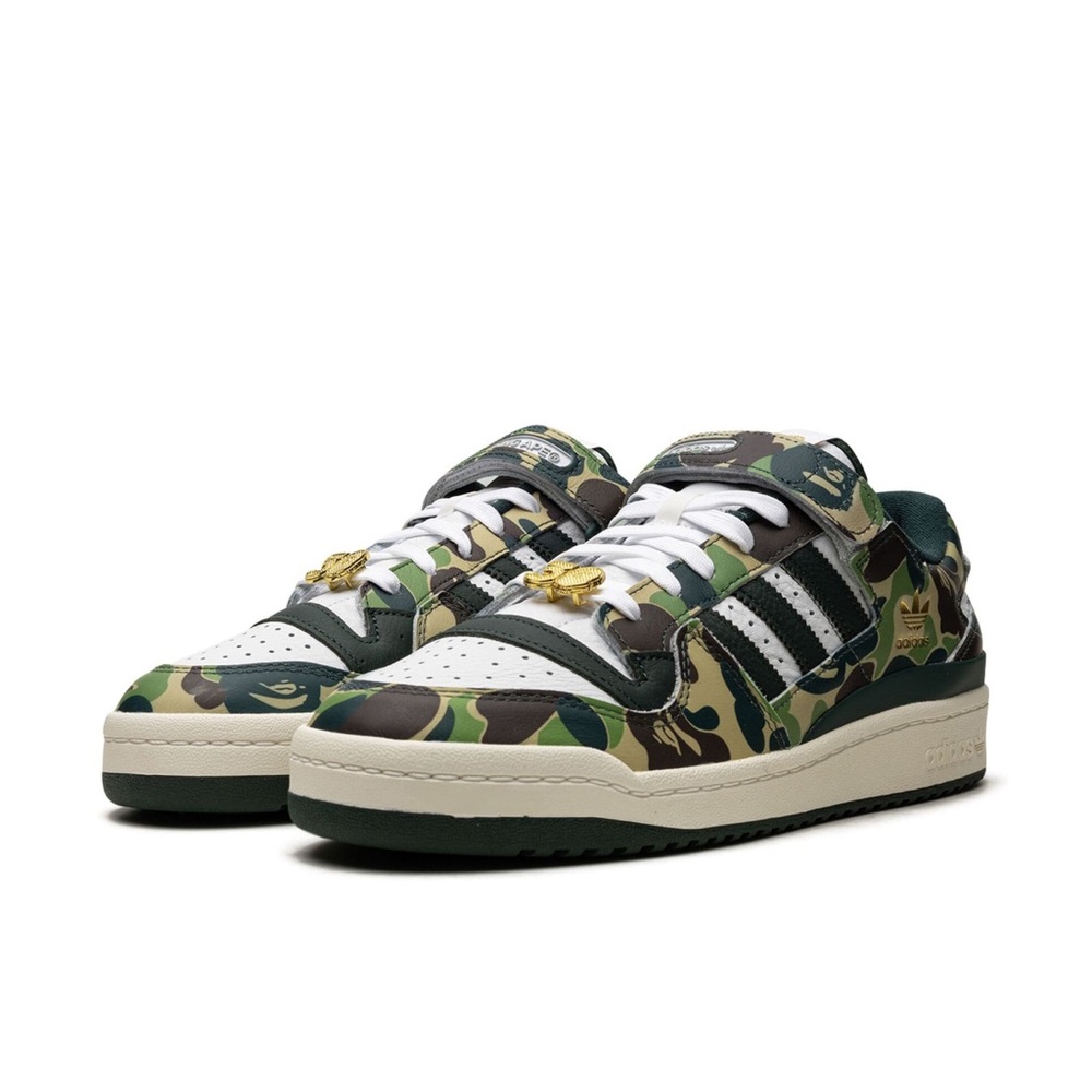 Adidas x BAPE Forum 84 Low “30th Anniversary Green Camo” Sneakers